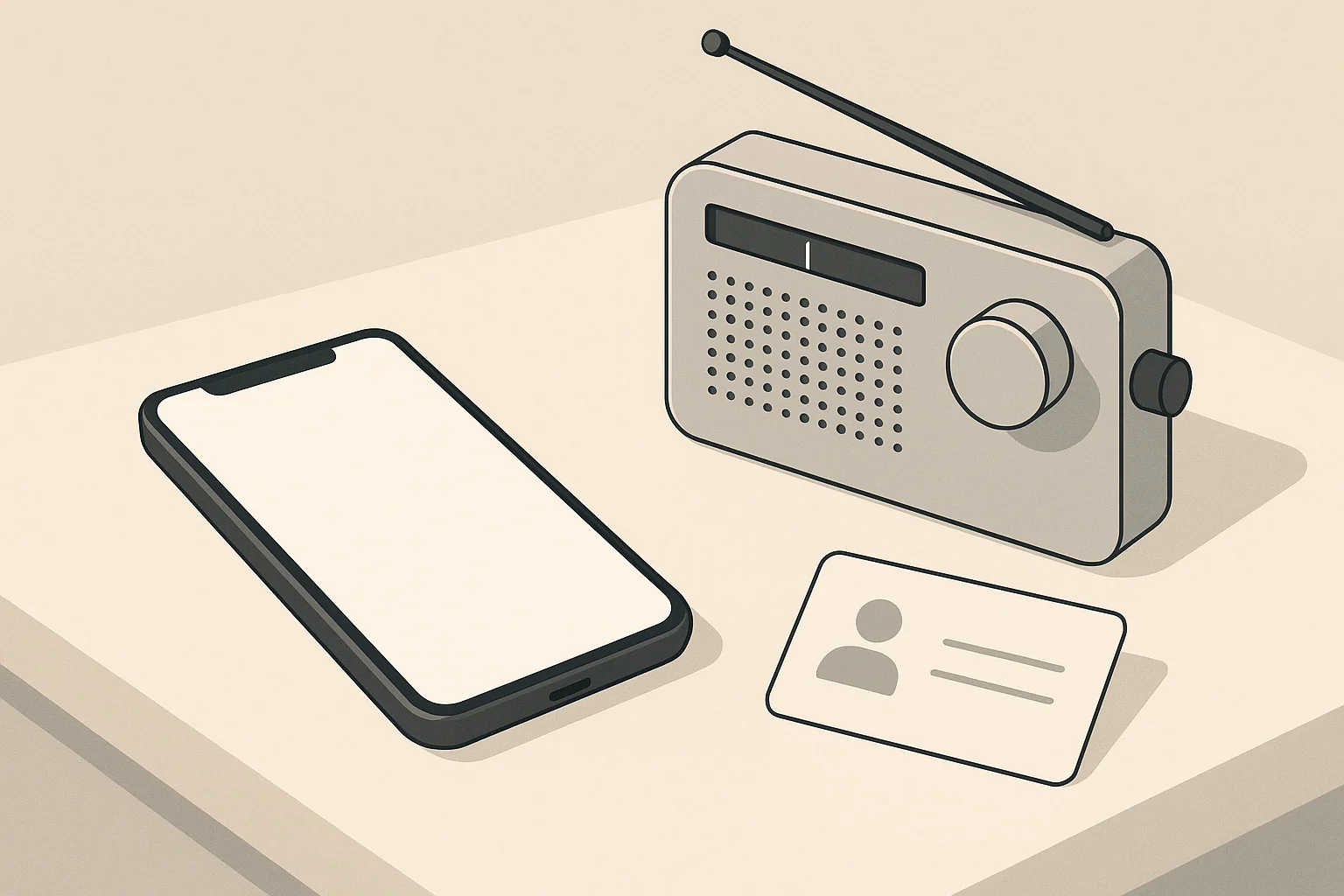 Isometric illustration of home emergency communication essentials