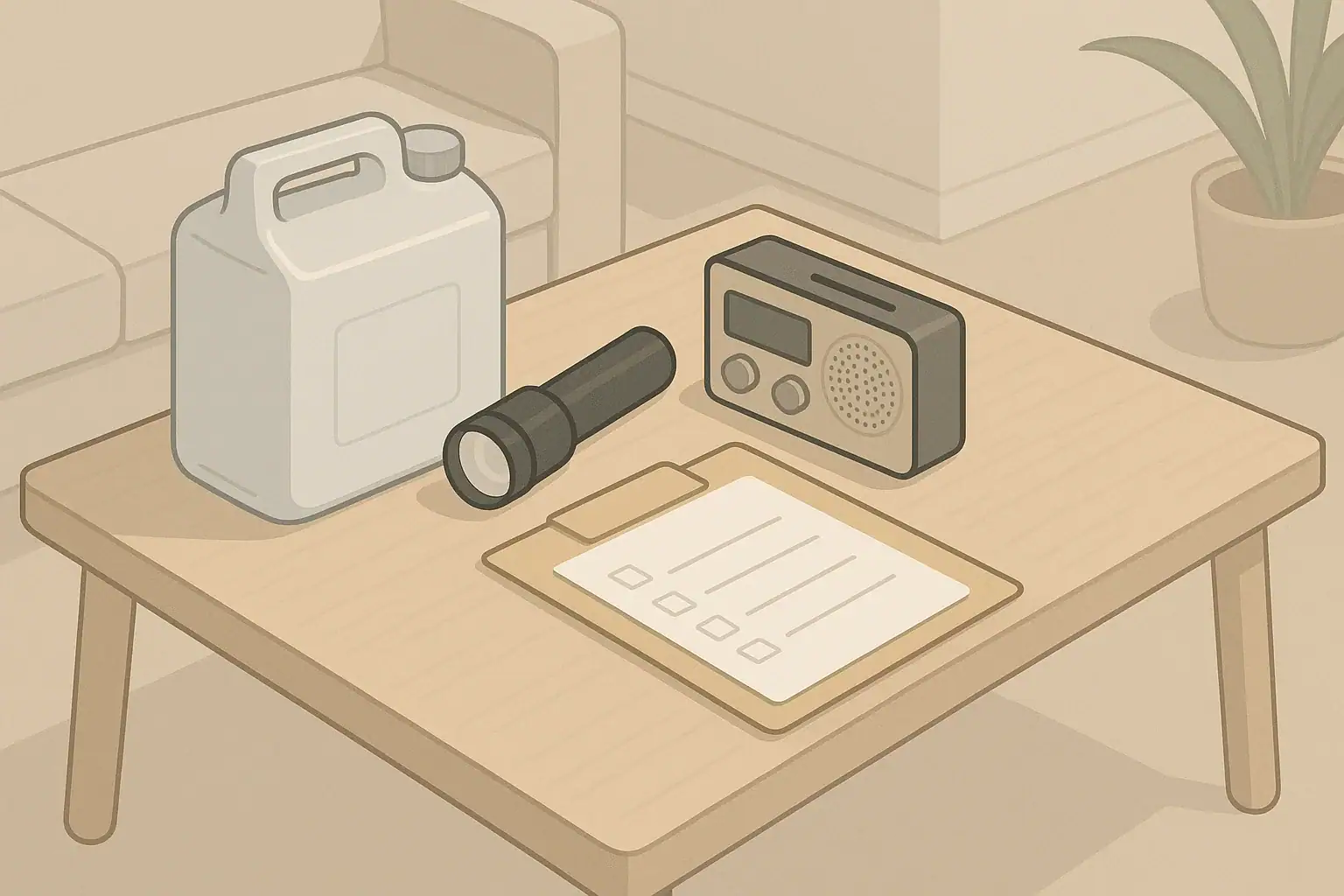 Organized emergency documents folder with basic home supplies