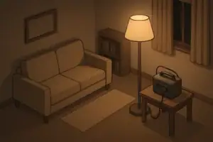Isometric living room using backup power during blackout