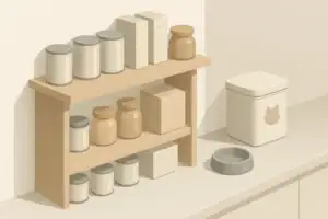 Pantry shelf with emergency pet food and supplies