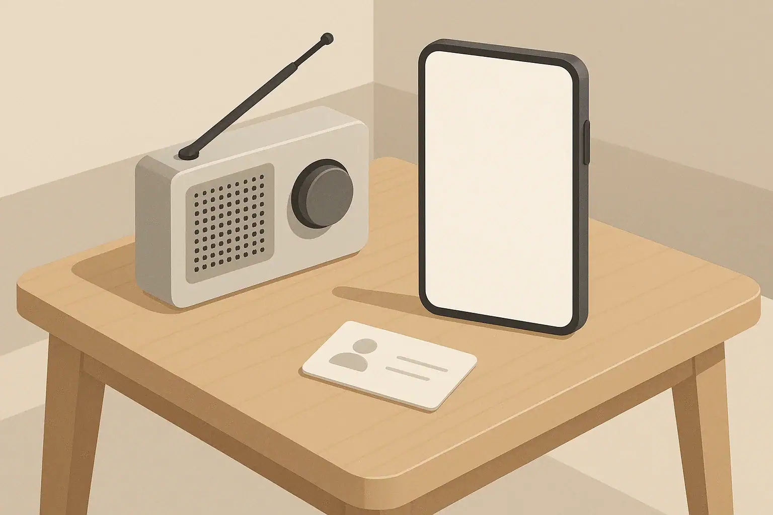 Isometric illustration of phone and radio for emergency communication