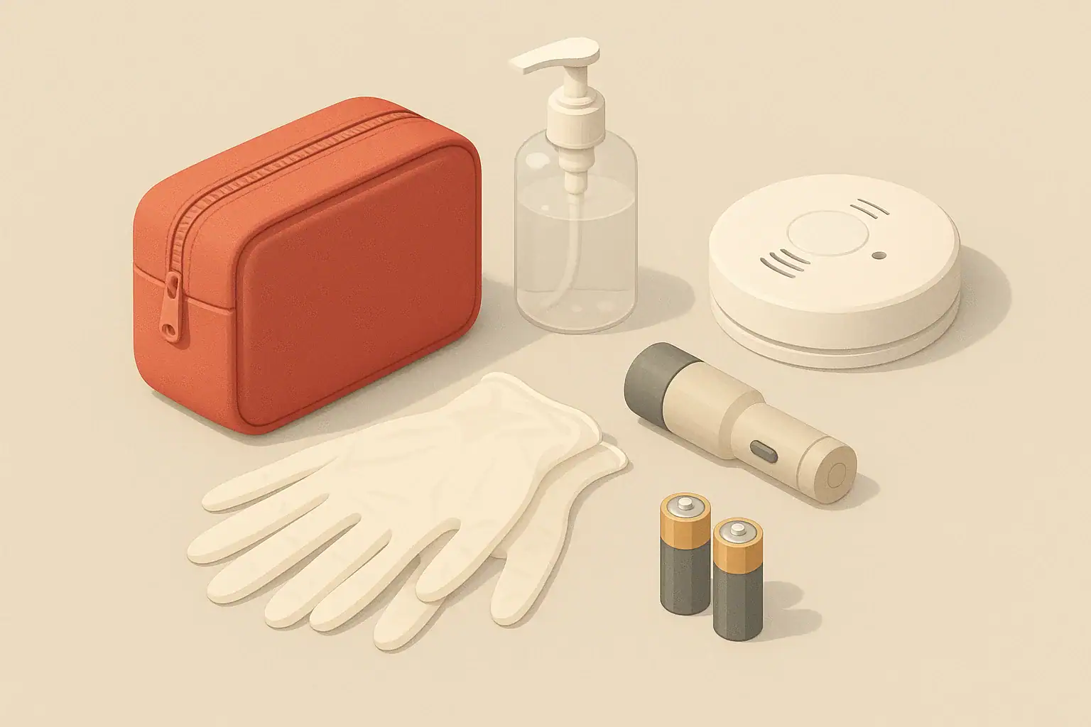Home safety kit with basic supplies for emergencies