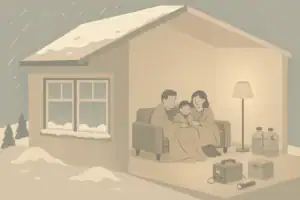 House interior ready for winter storm with backup power