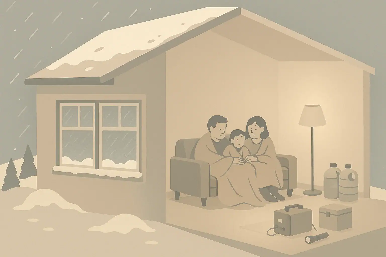 House interior ready for winter storm with backup power