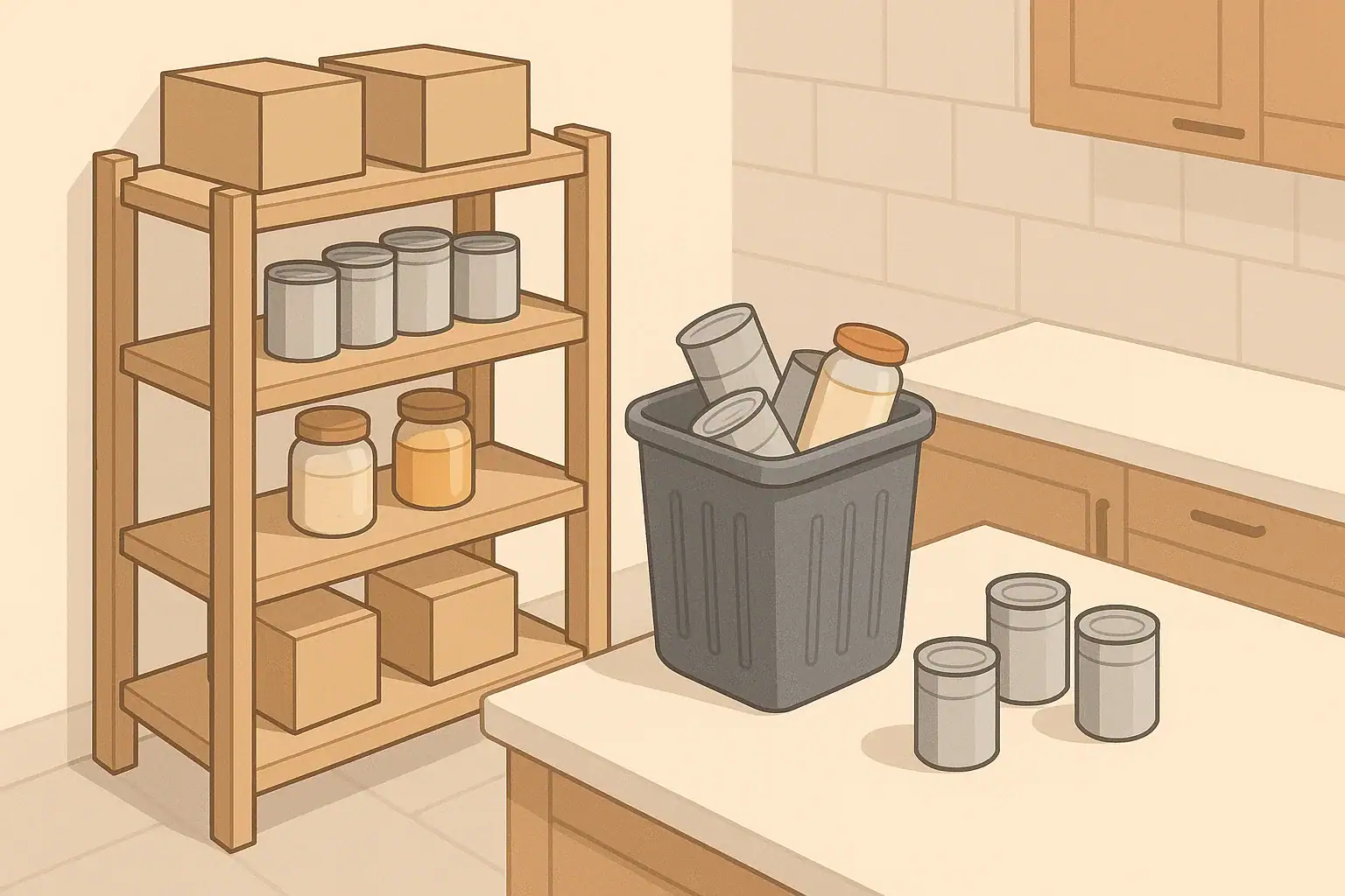Person sorting pantry food after home power outage