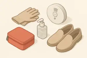 Broken Glass Cleanup Kit: Gloves, Shoes, Bags, and First Steps