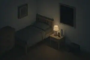 Calm bedroom scene prepared for a nighttime blackout