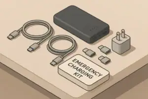 organized usb c emergency charging kit with cables and adapters